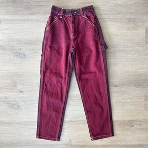 Utility Mom Jeans- Burgundy